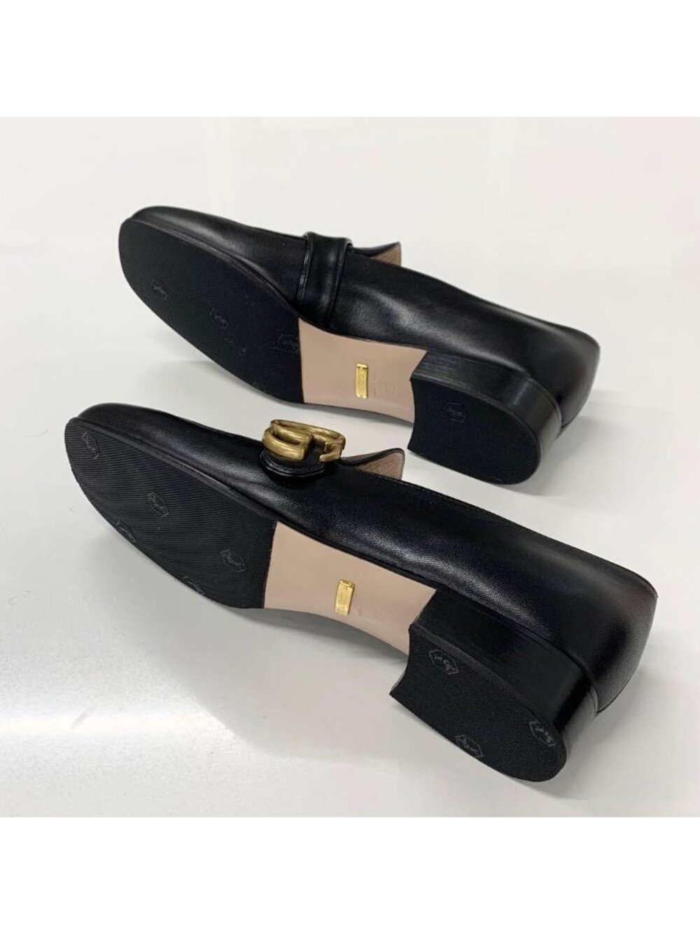 Gucci Leather Double G GG Marmont Loafers Black - Picture 7 of 11